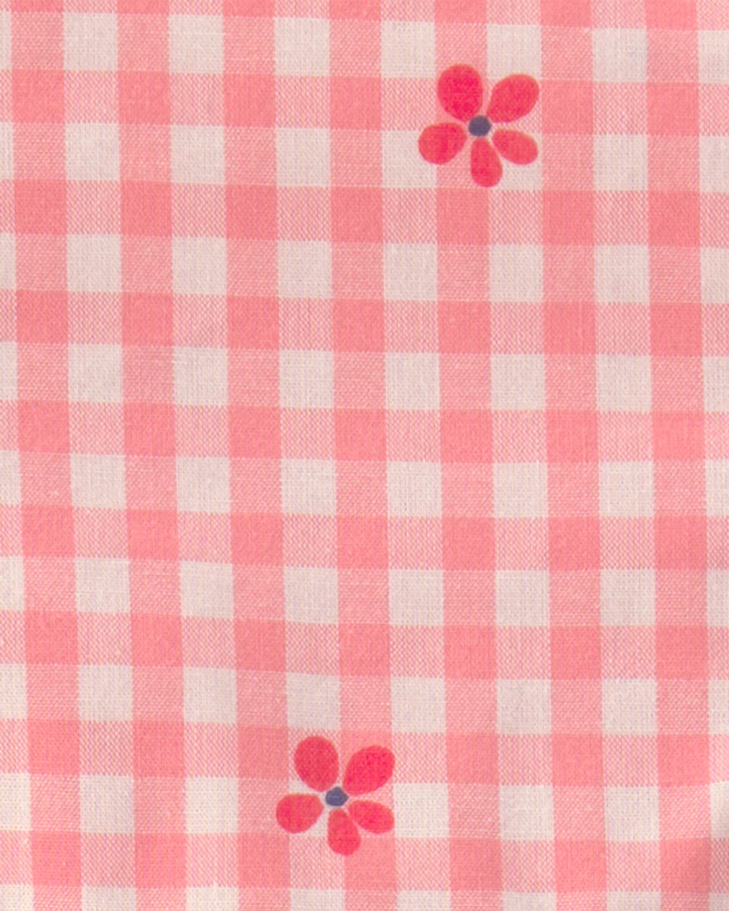 Baby Girl Gingham Flower Romper - Pink