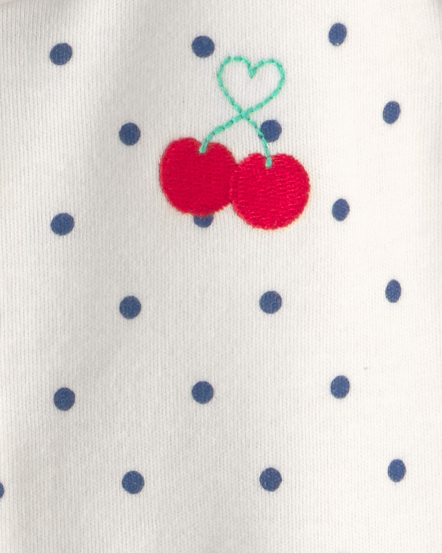Baby Girl Cherry 2-Way Zip 100% Cotton Sleep & Play Pajama - White