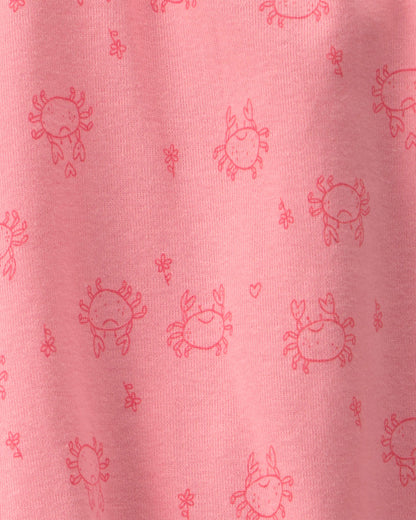 Baby Girl Crab Sleeveless Romper - Pink