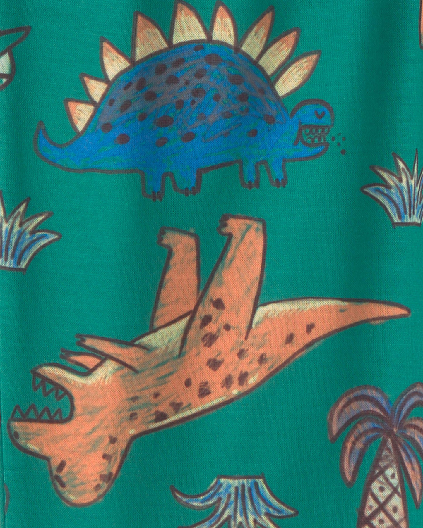 Toddler Boy Dinosaur Loose Fit 2-Piece Pajama Set - Green/Grey