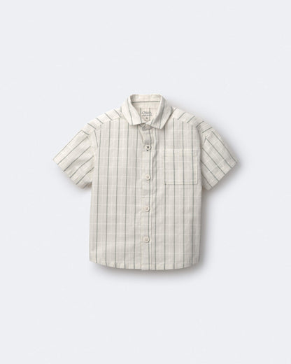Toddler Boy Dobby Knit Button-Down Short-Sleeve Shirt - Cream