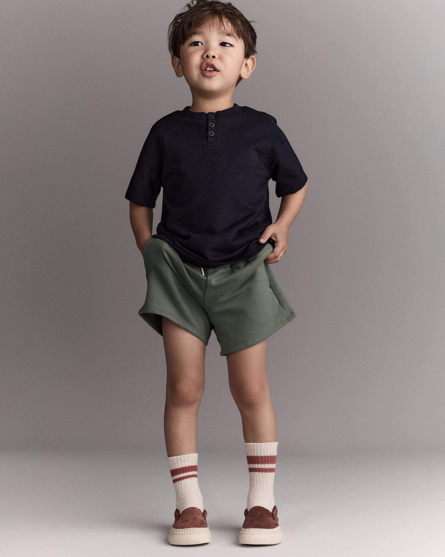 Toddler Boy Henley Tee - Black