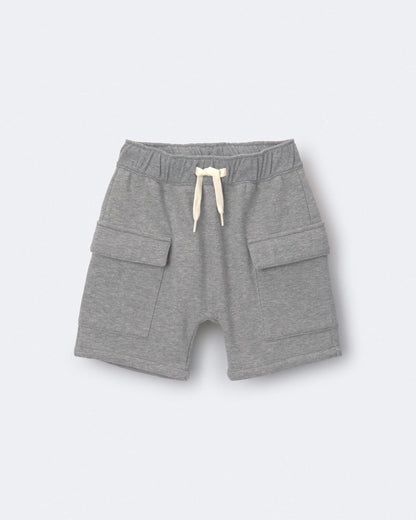 Toddler Boy French Terry Cargo Shorts with Pockets - Grey