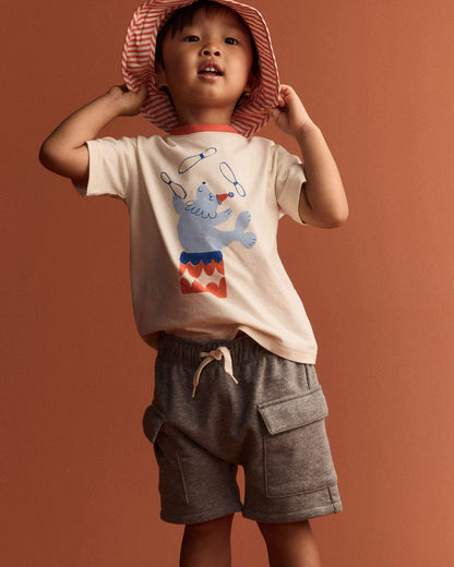 Toddler Boy French Terry Cargo Shorts with Pockets - Grey