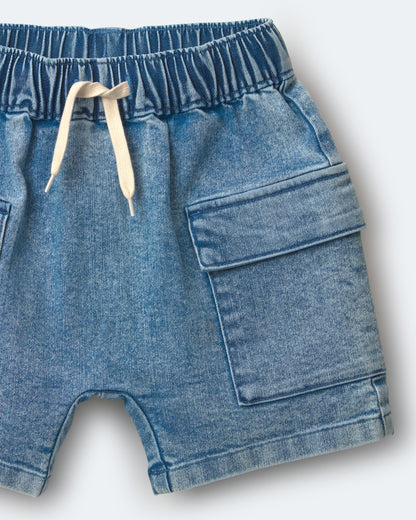Toddler Boy Cargo Shorts in Denim