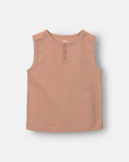 Toddler Boy Henley Tank - Light Brown