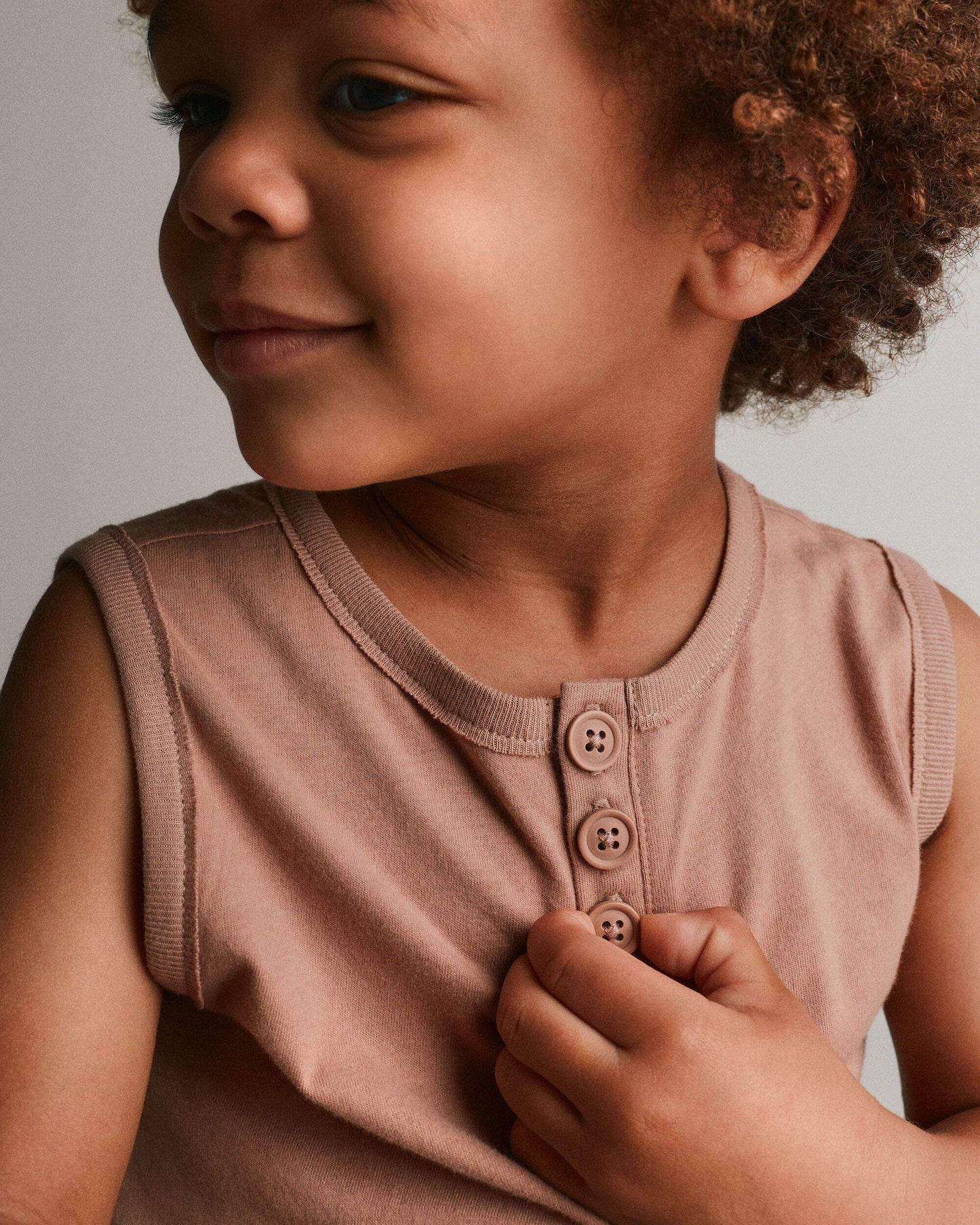 Toddler Boy Henley Tank - Light Brown
