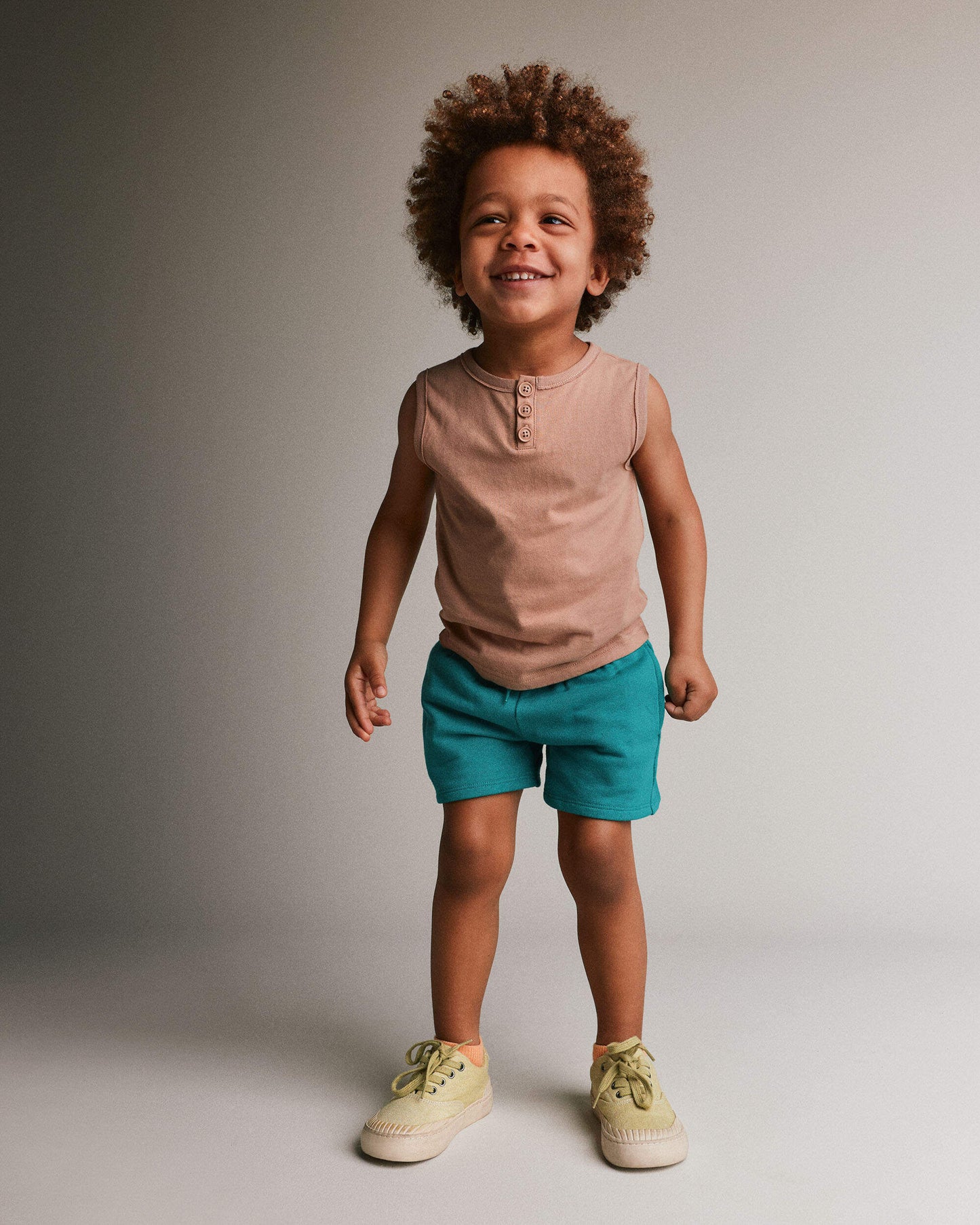Toddler Boy Henley Tank - Light Brown