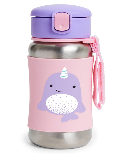 Zoo Stainless Steel Little Kid Straw Bottle - Narwhal